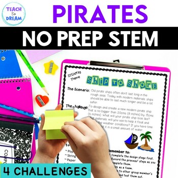 Preview of Pirate STEM Challenges | 4 Pirate STEAM Activities | NO PREP Tasks