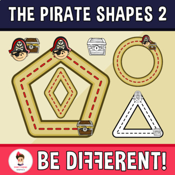 Preview of Pirate Shapes Clipart 2 Guided Set Motor Skills Pencil Control Treasure