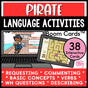 Preview of Pirate Speech and Language Activities No Prep Boom Cards™