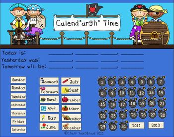 Preview of Pirate Theme Calendar for the Smart Board