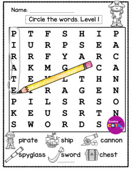pirate theme writing and math differentiated worksheets and activities