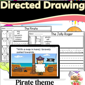 Preview of Pirate Theme Directed Drawing and Paperless Journal Daily Writing  Prompts 