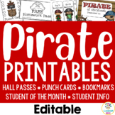 Pirate Theme: Printables: Hall Pass, Punch Cards, Awards, 
