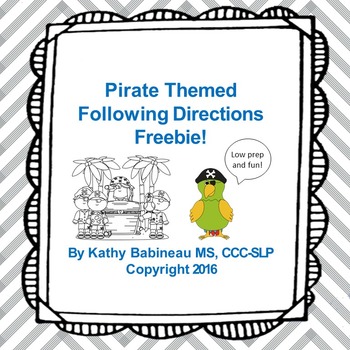 Preview of Pirate Themed Following Directions Freebie!