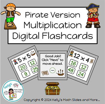 Preview of Pirate-Themed Multiplication Flashcard Game - Digital
