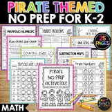 Pirate Themed No Prep Math Worksheets for K-2 | Pirates Da
