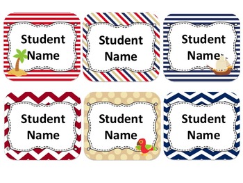 Preview of Pirate Themed Student Name Cards {Editable}