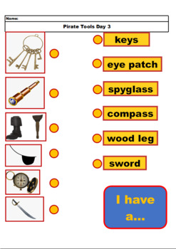 Preview of Pirate Tools Lesson Worksheet