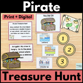Preview of Pirate Treasure Hunt Inference Clues Activities for Language FREEBIE