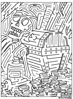 pirate treasure maze printable find the path through the treasure and gold