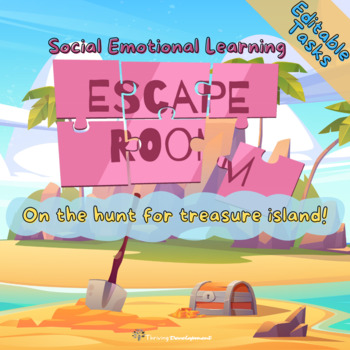 Preview of Pirate Treasure: Social Skills & Friendship Escape Room with Editable Tasks