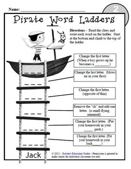 Pirate Word Ladders - 1st Grade by Kaylee's Education Studio | TpT