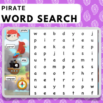 Preview of Pirate Word Search | Games | BOOM Cards