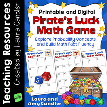 Preview of Pirate's Luck Math Facts Game (Google Slides and Printables)