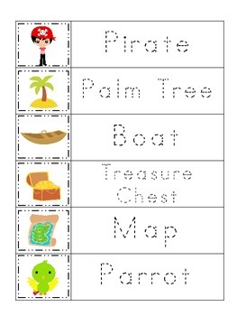 pirate themed word tracing preschool printable worksheets daycare