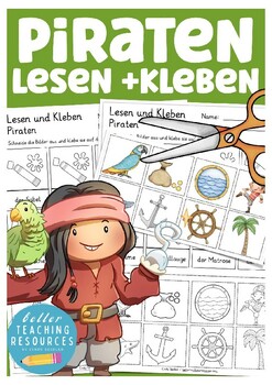 Preview of Piraten Lesen + Kleben German worksheets Deutsch
