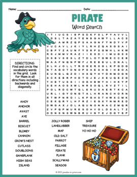 Pirates Word Search Puzzle by Puzzles to Print | TpT