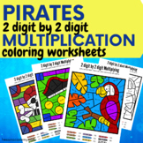 Pirates 2 Digit by 2 Digit Multiplication Color by Number 