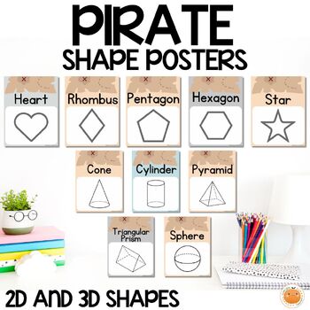 Preview of Pirates 2D & 3D Shape Posters, Bulletin Boards & Classroom Decor, Back to School