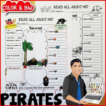Preview of Pirates All About Me Worksheet {Dollar Deals Paper/Poster/Printable/Page}