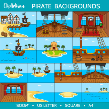 Pirate Clip Art, Pirates, Pirate Ship Treasure Island By ClipArtisan |  TheHungryJPEG