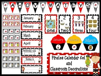 Preview of Pirates Calendar Set and  Classroom Decorations