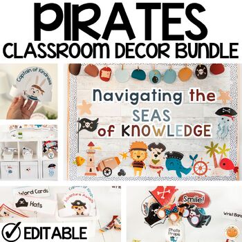 Preview of Pirates Classroom Decor Bundle, Room Transformation, Posters, Editable