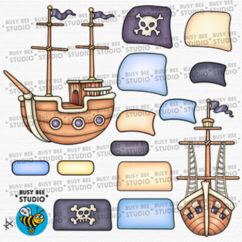 Pirates on Pirate Ship Clip Art - Pirates on Pirate Ship Image