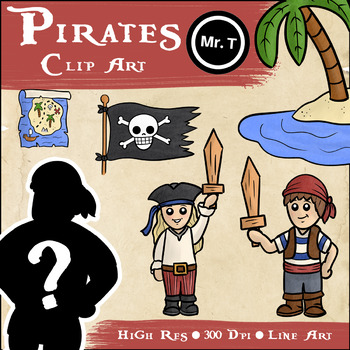 Preview of Pirates Clip Art (Pirate Life) - Color and Line Art [FREEBIE}
