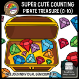 Pirates Clipart | Counting Gemstones in a Treasure Chest