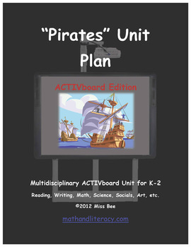 Preview of "Pirates! Common Core Aligned Math and Literacy Unit - ACTIVboard EDITION