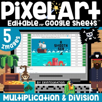 Preview of Pixel Art Math Multiplication and Division Review Magic Reveal Pirates
