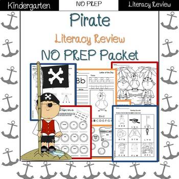 Preview of Pirates Summer Review: Kindergarten NO PREP (Literacy) distance learning