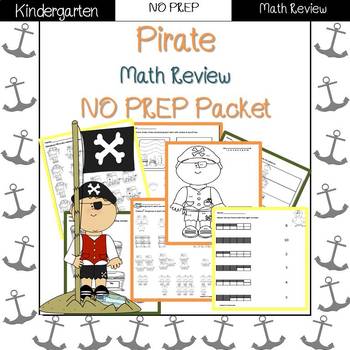 Preview of Pirates Summer Review: Kindergarten NO PREP (Math) distance learning
