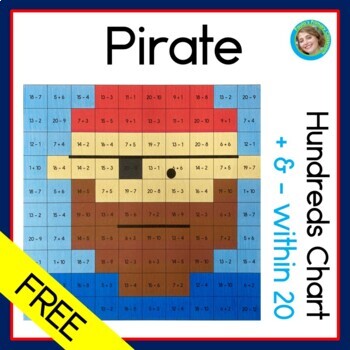 Preview of Pirates 100s Chart Addition and Subtraction in 20 | Hundreds Chart FREE