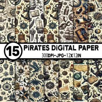 Preview of Pirates Pattern Digital Paper