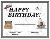 Pirates - Pirate Life - Happy Birthday - Birthday Certificate