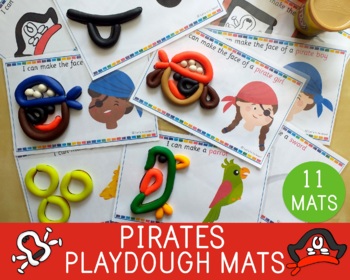 Preview of Pirates Playdough Mats, Play Doh, Fine Motor Skills, Pirates Party, Party Favors