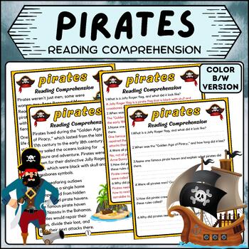 Preview of Pirates Reading Comprehension Passages and Questions, End of the year activities