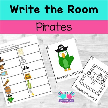 Preview of Pirates Write the Room, Kindergarten Center Activity