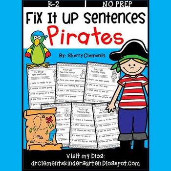 Preview of Pirates Writing | Fix It Up Sentences | Capitalization and Punctuation