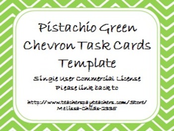 Preview of Pistachio Green Chevron Task Card/Scoot Card Templates