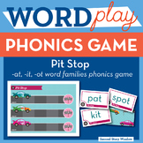 Pit Stop Mixed Vowel Word Families FREE Phonics Game -  Wo