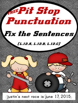 Preview of Pit Stop Punctuation Practice - Fix the Sentences (L.1.2A, L.1.2B, L.1.2C) Free