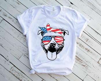 Preview of Pit bull USA Bandana and Glasses United States Flag 4th july Pitbull 1391s