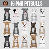Pitbull Clipart Bundle - 15 Hand Drawn PNG Sitting Dogs