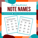 Pitch Letter/Note Names Music Theory Worksheets for Middle