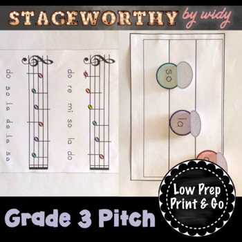 Preview of Pitch & Melody Worksheets - Music Theory Interactive Notebook Grade 3