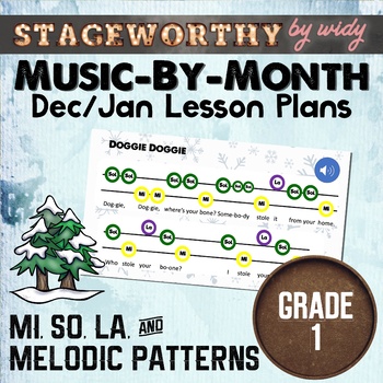 Preview of Solfege Activities Mi So La Patterns Lesson Plans - Grade 1 January Music Lesson