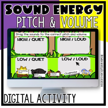 Preview of Pitch Volume Sound Energy, High & Low, Loud & Quiet, Digital Practice Activity 